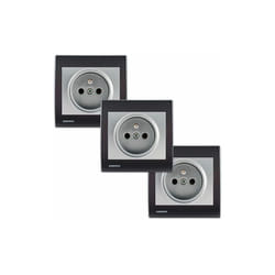 Siemens - Lot de 3 Prises 2P+T Silver Delta Iris + Plaques Anthracite