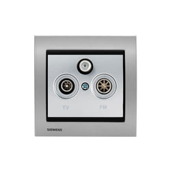 Siemens - Prise 2P+T Silver Delta Iris + Plaque Métal Alu Silver