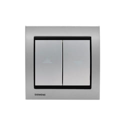 Siemens - Va et Vient + Poussoir Silver Delta Iris + Plaque Métal Alu Silver