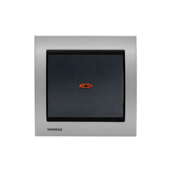 Siemens - Double Va et Vient Anthracite Delta Iris + Plaque Métal Alu Silver