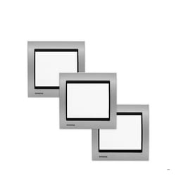 LOT 3 Prise 2P+T Silver Delta Iris + Plaque Métal Alu Silver