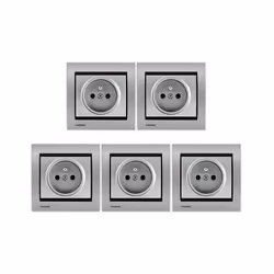 LOT de 10 Prises 2P+T Silver Delta Iris + Plaques Métal Alu Silver Une grande variété de choix haut de gamme La gamme d'appar ...