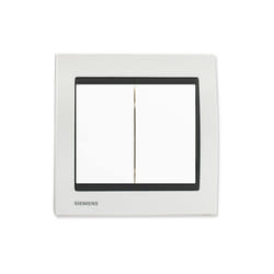 Siemens - Va et Vient + Poussoir Blanc Delta Iris + Plaque Métal Blanc