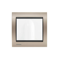 Sortie de cable Blanc Delta Iris + Plaque Métal Champagne Siemens