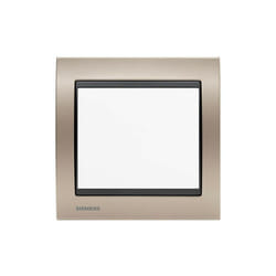Poussoir Blanc Delta Iris + Plaque Métal Champagne Siemens