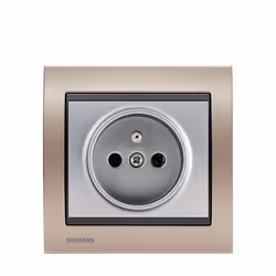 Prise 2P+T Silver Delta Iris + Plaque Métal Champagne