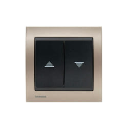 Interrupteur Volet Roulant Anthracite Delta Iris + Plaque Métal Champagne - SIEMENS