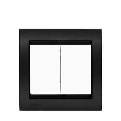 Double Va et Vient Blanc Delta Iris + Plaque Métal texturé Alu Noir