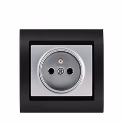 Prise 2P+T Silver Delta Iris + Plaque Métal texturé Alu Noir