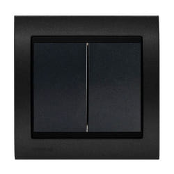 Siemens - Double Poussoir Anthracite Delta Iris + Plaque Métal texturé Alu Noir