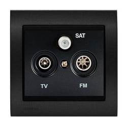 Siemens - Prise tv/fm/sat Anthracite Delta Iris + Plaque Métal texturé Alu Noir