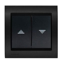 Siemens - Interrupteur Volet Roulant Anthracite Delta Iris + Plaque Métal texturé Alu Noir