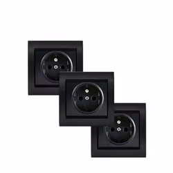 LOT 5 Prise 2P+T Anthracite Delta Iris + Plaque Métal texturé Alu Noir