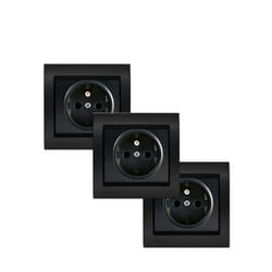 LOT 5 Prise 2P+T Anthracite Delta Iris + Plaque Métal texturé Alu Noir