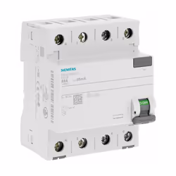 Interrupteur différentiel 4 pôles 30mA 63A type AC Siemens Permet de protéger les personnes ainsi que le matériel contre les  ...