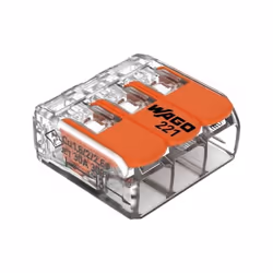 Borne de connexion - WAGO - 221-613 - Pack de 3 - 3 entrées - Fil souple & rigide
