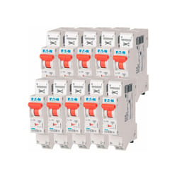 Eaton - Lot de 10 disjoncteurs auto 10A plg, Ph+N, borne à ressort, 4,5kA (en 60898) courbe c