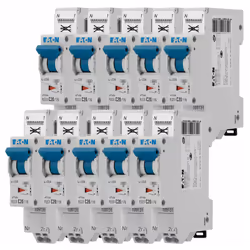 Description produit 10 disjoncteurs modulaires 20 A avec une manette de couleur grise pour la protection des circuits électri ...