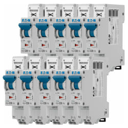 Eaton - Lot de 10 disjoncteurs auto 20A plg, Ph+N, borne à ressort, 4,5kA (en 60898) courbe c