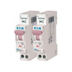 Eaton - Lot de 2 disjoncteurs auto 32A plg , Ph+N, borne à ressort, 4,5kA (en 60898) courbe c