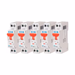 Description produit Lot de 5 disjoncteurs modulaires 10 A avec une manette de couleur rouge pour la protection des circuits é ...