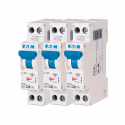 Description produit Lot de 3 disjoncteurs modulaire 20 A avec une manette de couleur bleue pour la protection des circuits él ...