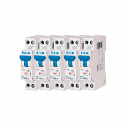 Description produit Lot de 5 disjoncteurs modulaire 20 A avec une manette de couleur bleue pour la protection des circuits él ...