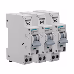 Description produit : SIEMENS 3 disjoncteurs 32A auto Ph+N Courbe C 4.5kA 230V. Pour protéger vos biens en cas de surchauffe  ...