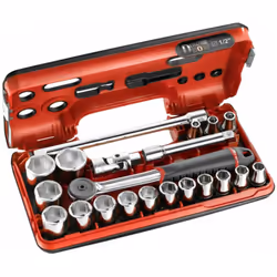 Contenu de la livraison :1 cliquet réversible haute densité 1/2" : S.161B17 douilles 1/2", 6 pans, métrique : S.H 8 - 10 - 11 ...