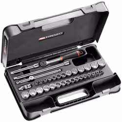 Contenu de la livraison :1 cliquet réversible haute densité 3/8" : J.161B.16 Douilles 3/8", 12 pans, métrique : J. 7 - 8 - 9  ...