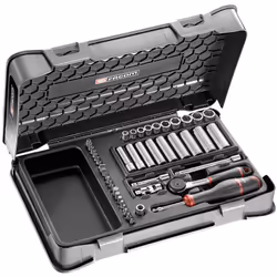 Description générale Le coffret de douilles 1/4'' 6 pans métriques R.2BLPB de Facom est un ensemble complet comprenant 46 piè ...