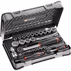 Description générale Le coffret mixte cliquet + douilles 1/4'' et 1/2'' RS.161-1PB de Facom est conçu pour la maintenance et  ...