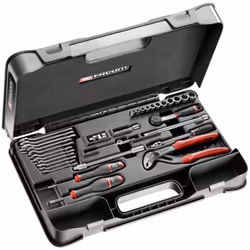 Contenu de la livraison :1 cliquet réversible haute densité 1/4" : R.161B.11 douilles 1/4", 6 pans, métriques : R. 5 - 5,5 -  ...