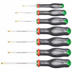 Description générale Découvrez le Jeu de 7 tournevis PROTWIST Torx et Resistorx FACOM ATXR.J7PB, un ensemble idéal pour une v ...