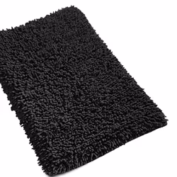 Linnea Chenille, Noir, Coton, 1800 g/m², Inde, 50 x 80 cm, 850 g