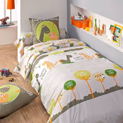 Linnea Dino housse de couette Marron Coton 140 x 200 cm