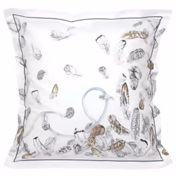 Linnea Plumes, Blanc, Percale, 125 g/m², Plumes, France, 65 x 65 cm