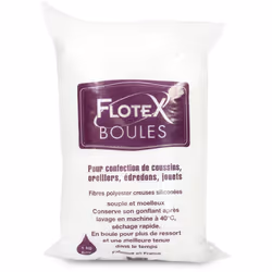 REMBOURRAGE FLOTEX BOULES - SAC 1 KG Ce rembourrage est constitué de fibres polyester creuses siliconées. A la fois résistant ...