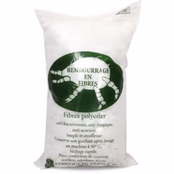 REMBOURRAGE FIBRES POLYESTER ANTIACARIENS - SAC 1 KG Ce rembourrage est constitué de fibres polyester recyclées, traité antia ...