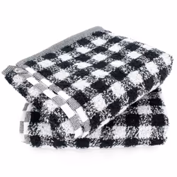 Linnea Squares vichy, Noir, 50 x 50 cm, Coton, 440 g/m², 2 pièce(s), Portugal