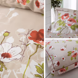 Linnea Roseraie housse de couette Beige Satin 200 x 200 cm