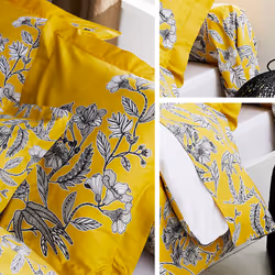 Linnea Botanic housse de couette Jaune Satin 260 x 240 cm