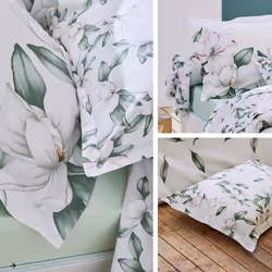 Linnea Magnolia housse de couette Vert Percale 240 x 220 cm