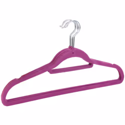 CINTRE FLOQUÉ VELOURS VIOLET Ranger vos chemises, polos, tee-shirt va devenir un jeu d'enfant grâce à ce cintre avec barre qu ...