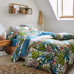 Linnea Sumatra, Bleu, Coton, 115 g/m², Sumatra, France, 240 x 43 cm