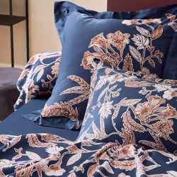 Linnea Botanic housse de couette Bleu Satin 140 x 200 cm