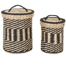 Linnea - Lot de 2 paniers de rangement tressés avec couvercle