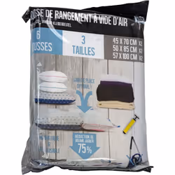 Lot de 6 housses à vide d'air ELDA transparentes - 2x 3 tailles Optimisez votre espace de rangement avec le lot de 6 housses  ...