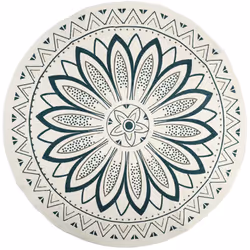 Tapis de salon rond 90 cm PATIO blanc motif mandala vert Transformez votre salon en un espace accueillant et stylé avec le ta ...