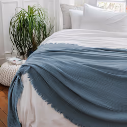 Linnea Brehat, Coton, Bleu, 300 g/m², Portugal, 230 x 250 cm, 2,05 kg